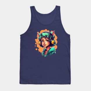 Manga style anime cat girl Tank Top